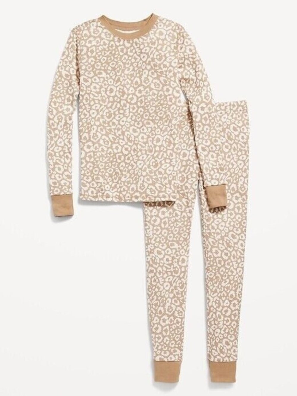 100% Cotton Old Navy Leopard Cheeta Pajamas PJs 2 Piece Set Kids Girls Fall 6 S